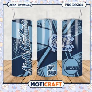 North Carolina Tar Heels Tumbler Design Graphic PNG File