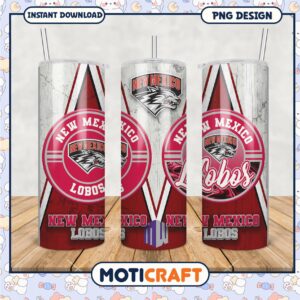 New Mexico Lobos Tumbler Design PNG Graphic for Fans