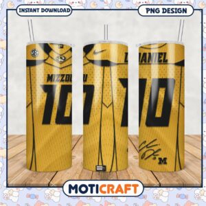 Mizzou Football Tumbler PNG Printed Quarterback Jersey Design