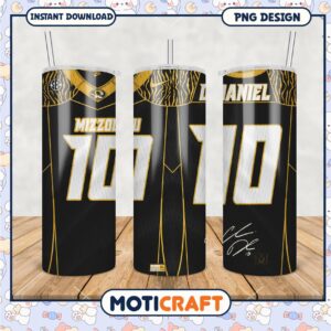 Mizzou Football Tumbler Design featuring Daniel 10 Jersey PNG