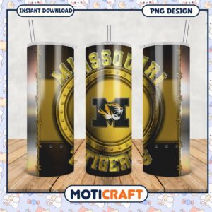 Missouri Tigers Tumbler PNG with Bold Gold Design