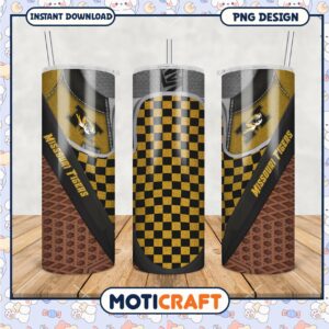Missouri Tigers Tumbler Design with Checker Pattern PNG