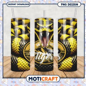 Missouri Tigers Tumbler Design Featuring Vibrant Snake Art