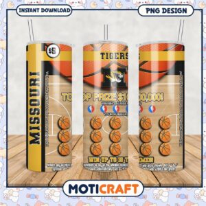 Missouri Tigers Basketball Lottery Tumbler PNG Design