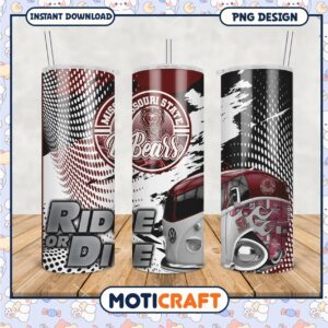 Missouri State Bears Ride or Die Tumbler Design PNG File