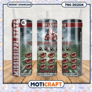 Mississippi State Bulldogs Football Tumbler Design PNG File