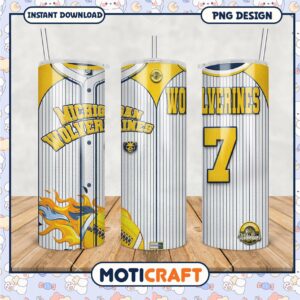 Michigan Wolverines Tumbler Design Vintage Style PNG