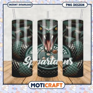 Michigan State Spartans Tumbler Design with Snake Aesthetics
