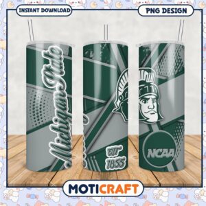 Michigan State Spartans Tumbler Design PNG Downloadable File