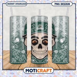 Michigan State Spartans Skull Design Tumbler PNG Image