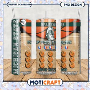 Michigan State Spartans Basketball Tumbler PNG Design Template