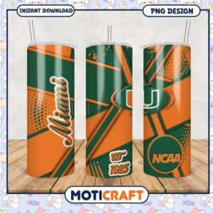Miami Hurricanes Tumbler PNG Design for NCAA Fans 2023