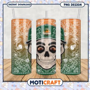Miami Hurricanes Skull Tumbler Design for Fans PNG Format