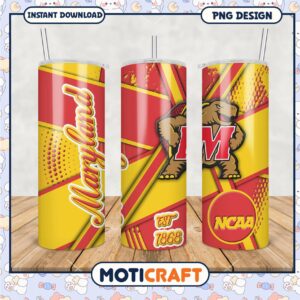 Maryland Terrapins NCAA Tumbler Design with Logo PNG File