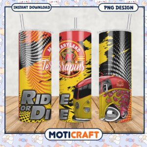 Maryland Terrapins Ride or Die Tumbler PNG Design Template