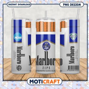Marlboro Zips Tumbler PNG Design NCAA Akron University
