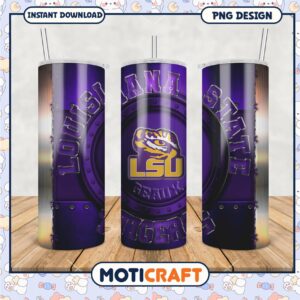 LSU Tigers Tumbler Design Purple and Gold PNG File