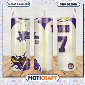 LSU Tigers Tumbler Design Featuring Purple and Yellow Colors