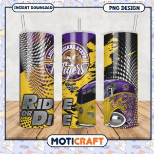 LSU Tigers Ride or Die Tumbler PNG Design for Fans