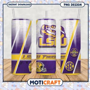 LSU Tigers Football Tumbler PNG Design for Fans