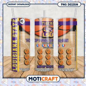 LSU Tigers Basketball Tumbler PNG Game Design Template