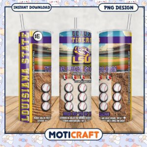 LSU Geaux Tigers Tumbler Design with Winning Symbols PNG