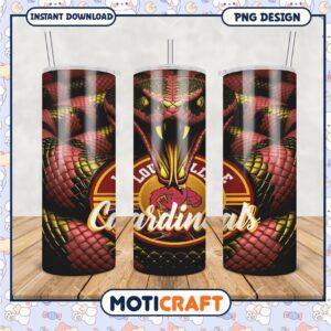 Louisville Cardinals Snake Design Tumbler PNG Download