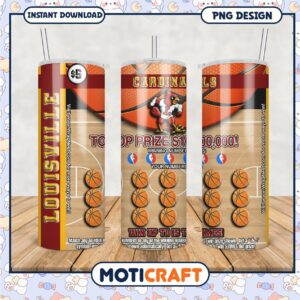 Louisville Cardinals Basketball Tumbler PNG Design Template