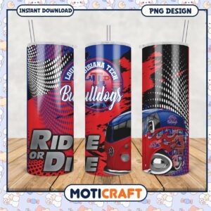Louisiana Tech Bulldogs Tumbler Ride or Die PNG Design