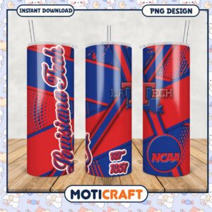 Louisiana Tech NCAA Tumbler PNG Red Blue Design Download