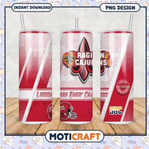 Louisiana Ragin Cajuns Tumbler Design PNG File Download