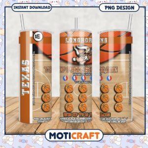 Longhorns Basketball Tumbler PNG Winning Numbers Design