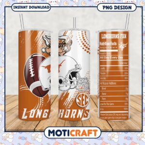 Longhorns Fan Tumbler Design PNG for Game Day Enthusiasts