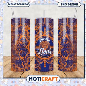 Lincoln Lions Tumbler PNG Design for Stylish Beverages