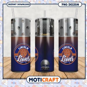 Lincoln Lions Tumbler Design PNG for Sports Fans Decor