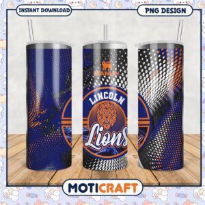 Lincoln Lions Stanley Tumbler Design Colorful PNG File