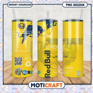 Limited Edition Wolverines Energy Drink Tumbler PNG Design