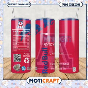 Limited Edition Wildcats Arizona Red Bull Tumbler PNG Design