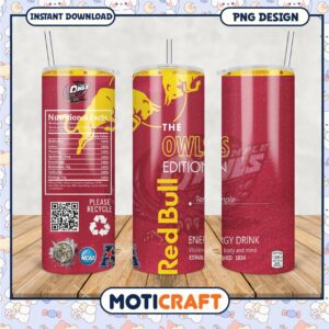 Limited Edition Temple Owls Energy Drink Tumblers Design