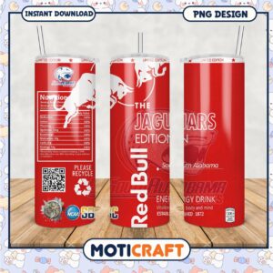 Limited Edition South Alabama Jaguars Red Bull Tumbler PNG