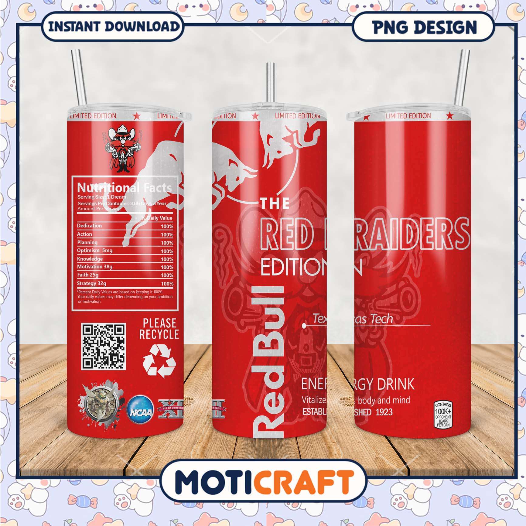 Limited Edition Red Raiders Energy Drink Tumbler PNG Design Limited Edition Red Raiders Energy Drink Tumbler PNG Design