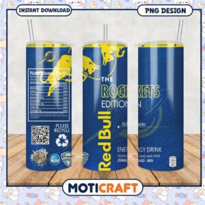 Limited Edition Red Bull Rockets Tumbler PNG Design File