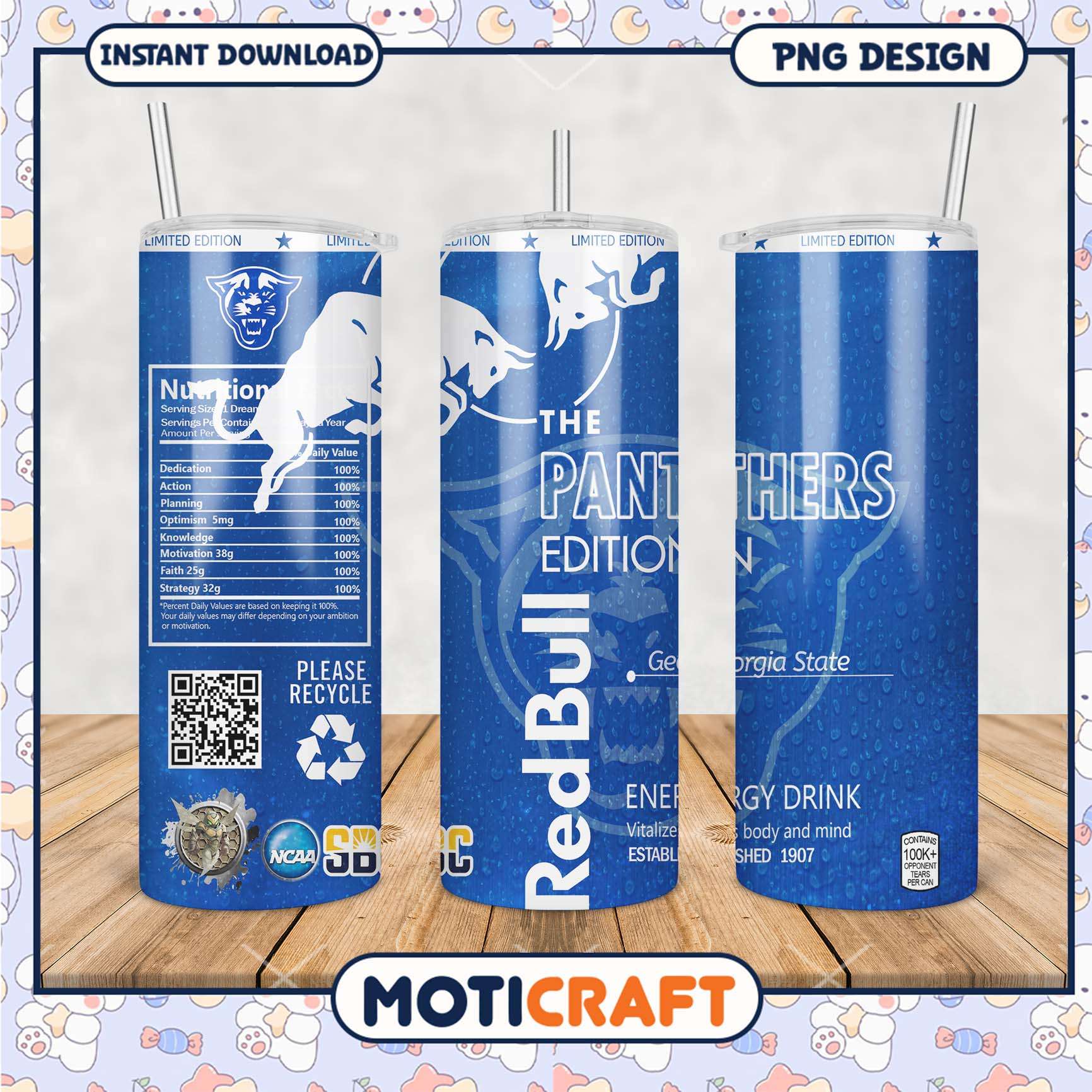 Limited Edition Red Bull Panthers Tumbler PNG Design Limited Edition Red Bull Panthers Tumbler PNG Design