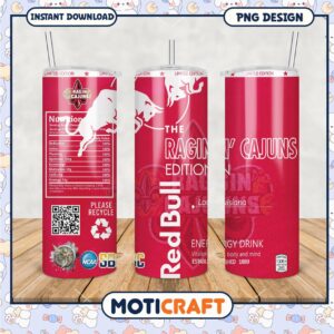 Limited Edition Red Bull Ragin Cajuns Tumbler PNG Design