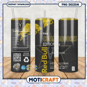 Limited Edition Red Bull Commodores Tumbler Design PNG