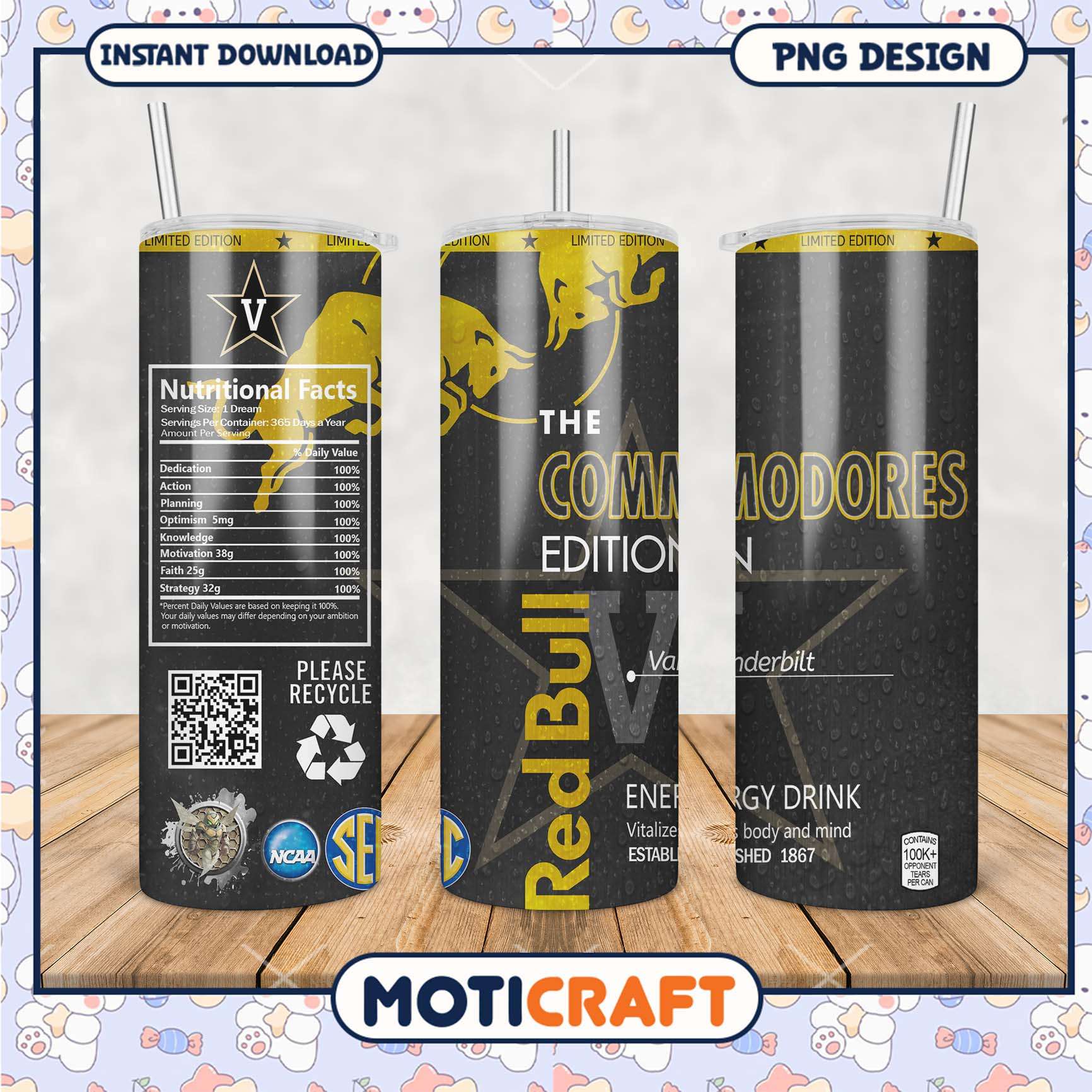 Limited Edition Red Bull Commodores Tumbler Design PNG Limited Edition Red Bull Commodores Tumbler Design PNG
