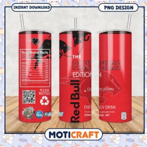 Limited Edition Panthers Edition Red Bull Tumbler PNG Design