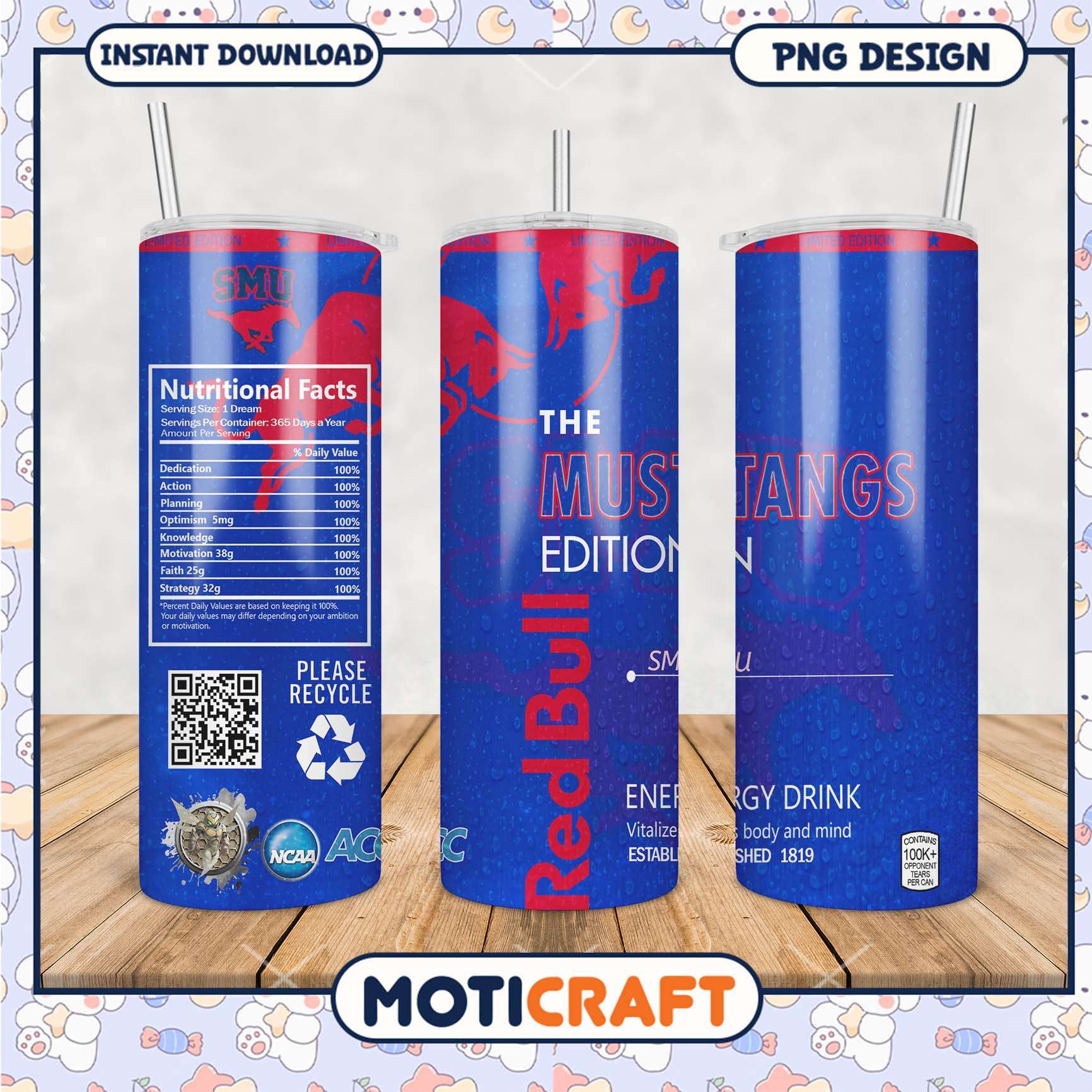 Limited Edition Mustangs Red Bull Tumbler PNG Design Limited Edition Mustangs Red Bull Tumbler PNG Design