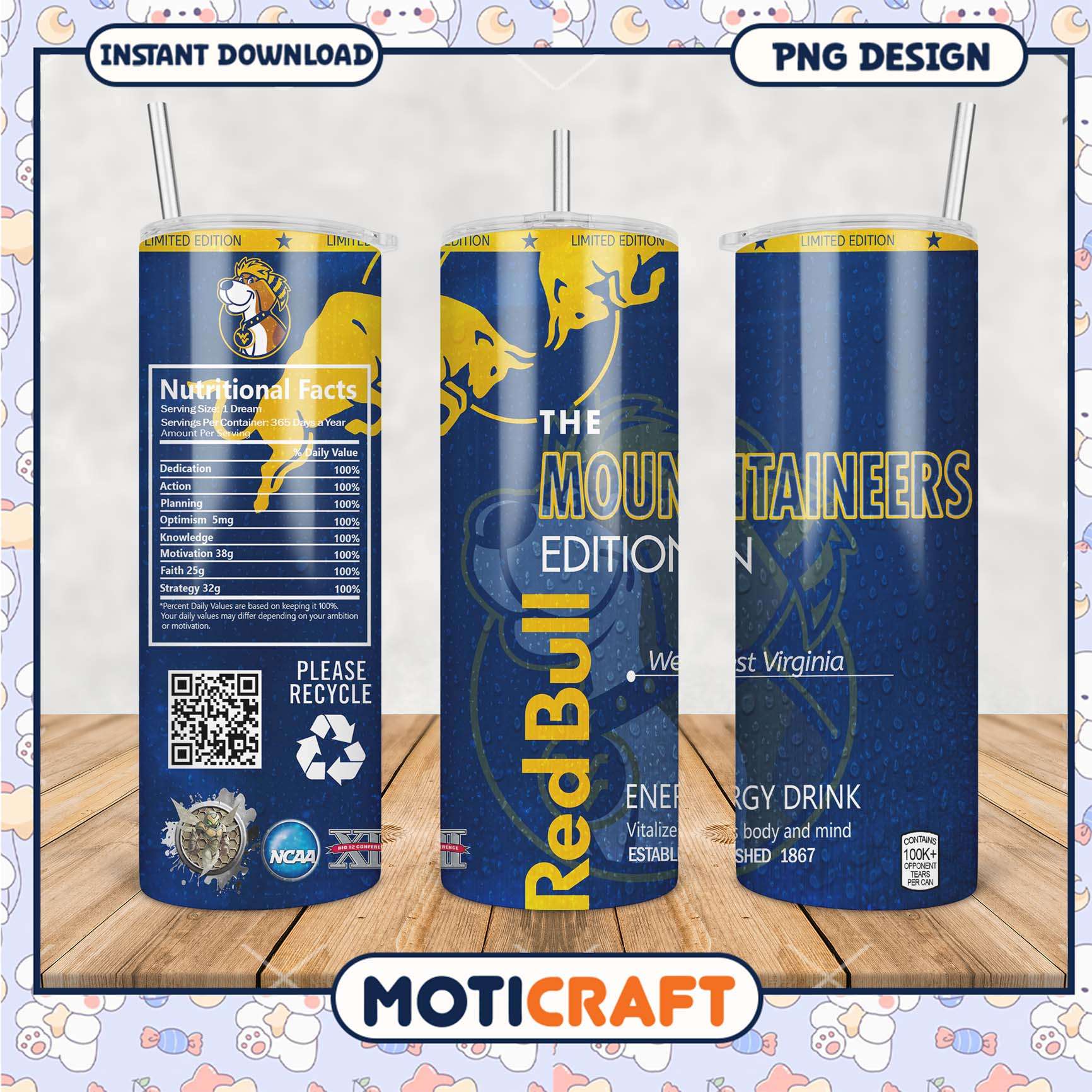 Limited Edition Mountaineers Energy Drink Tumblers PNG Design Limited Edition Mountaineers Energy Drink Tumblers PNG Design