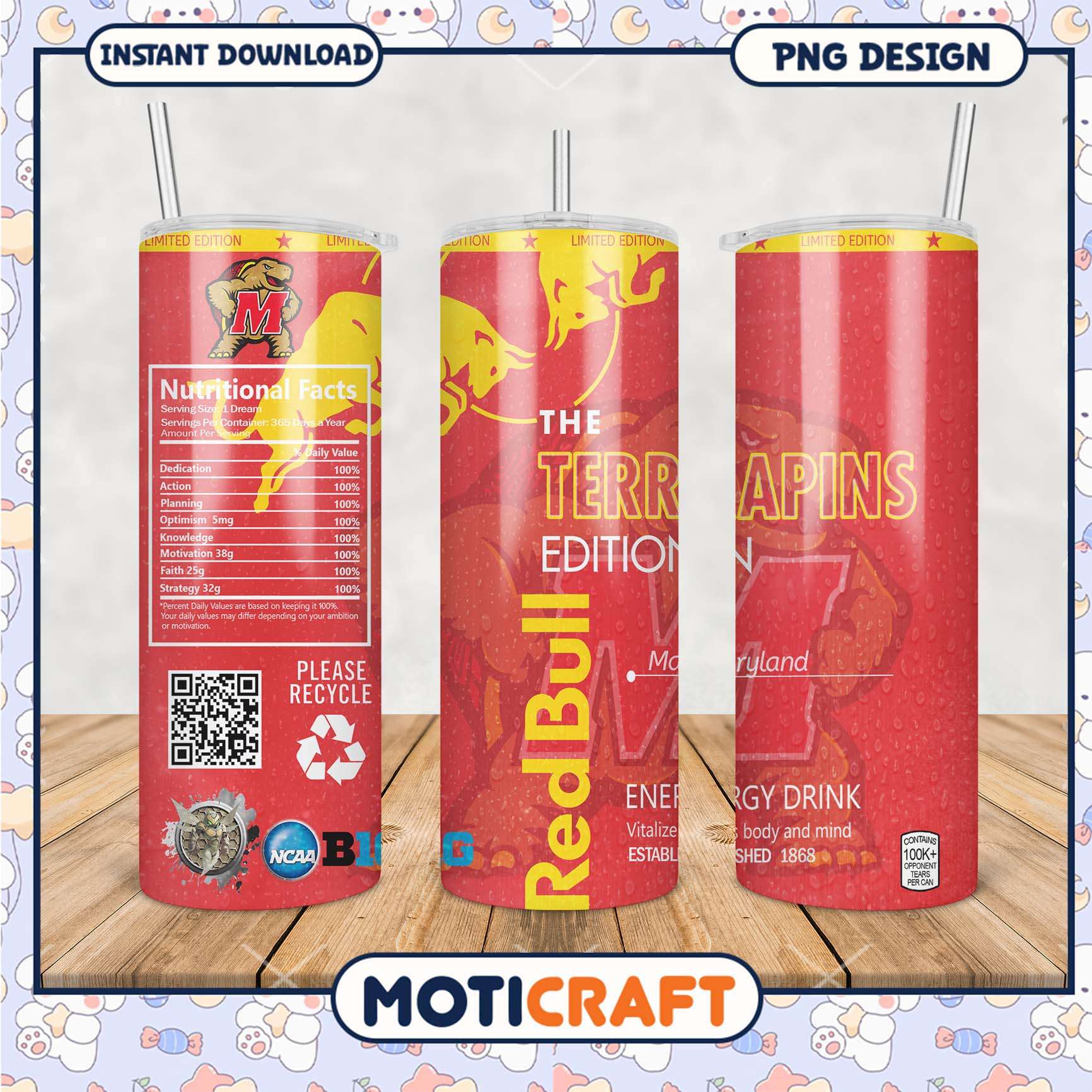 Limited Edition Maryland Terrapins Tumbler PNG Design Limited Edition Maryland Terrapins Tumbler PNG Design